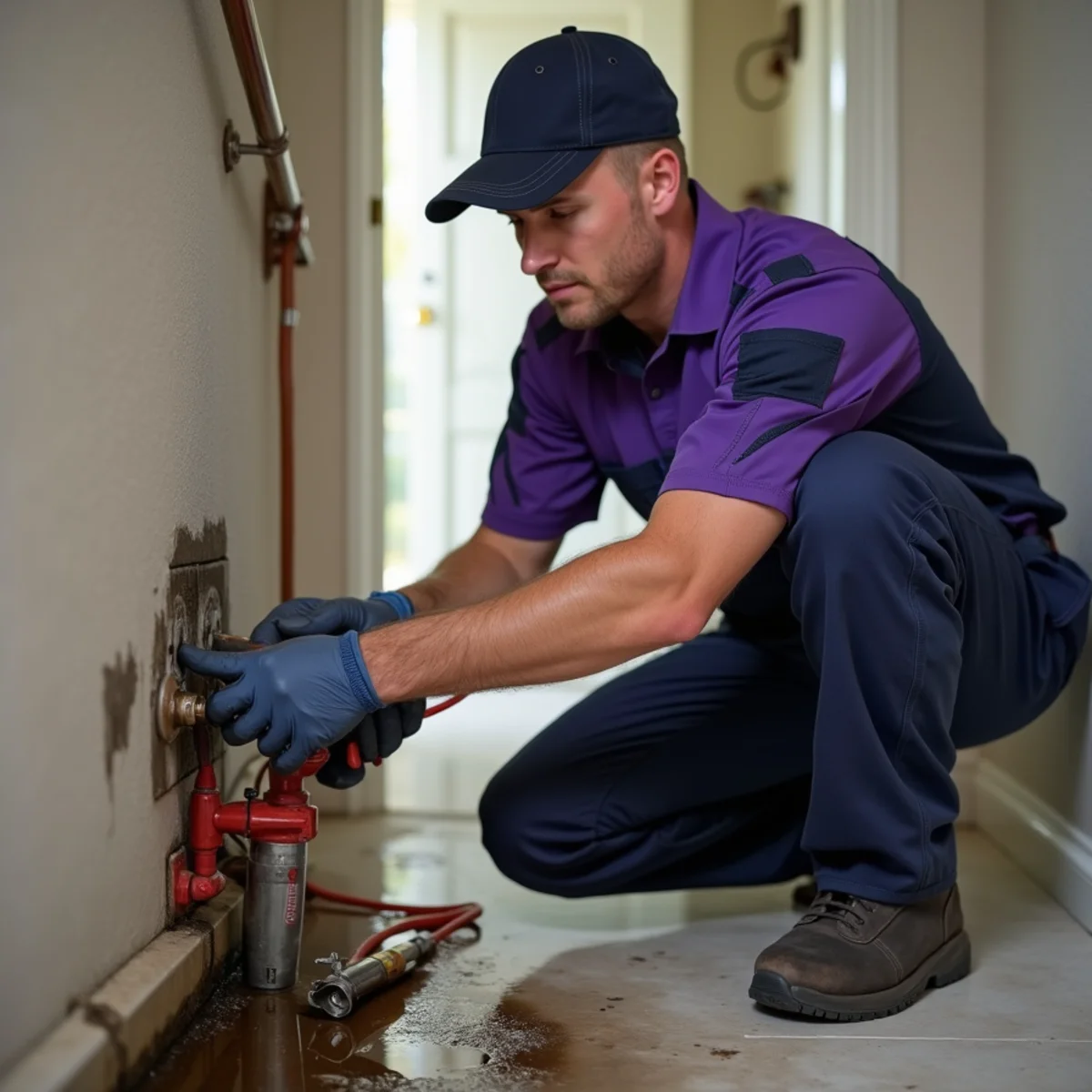 Turning off electrical breakers near water from a burst pipe in a Grapevine TX home