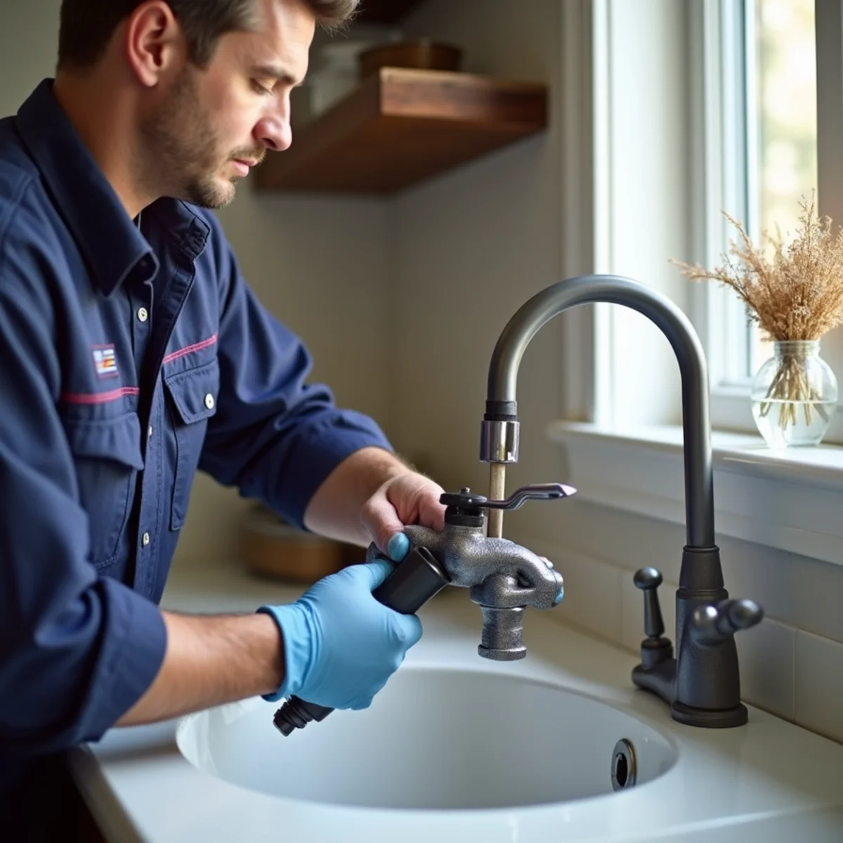 Opening faucets to drain the lines after a burst pipe in a Grapevine TX home