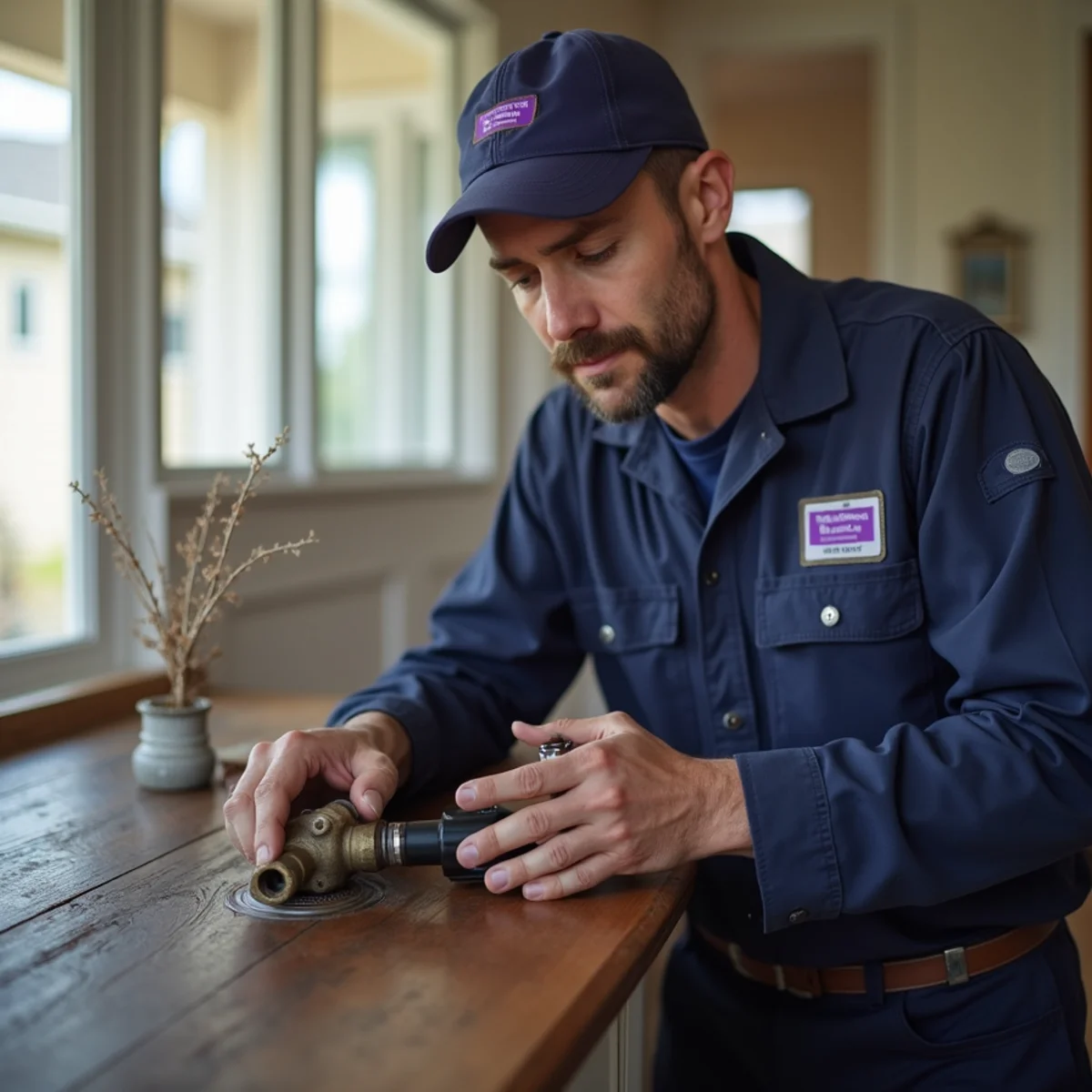 Emergency plumber arriving to repair a burst pipe at a Grapevine TX home
