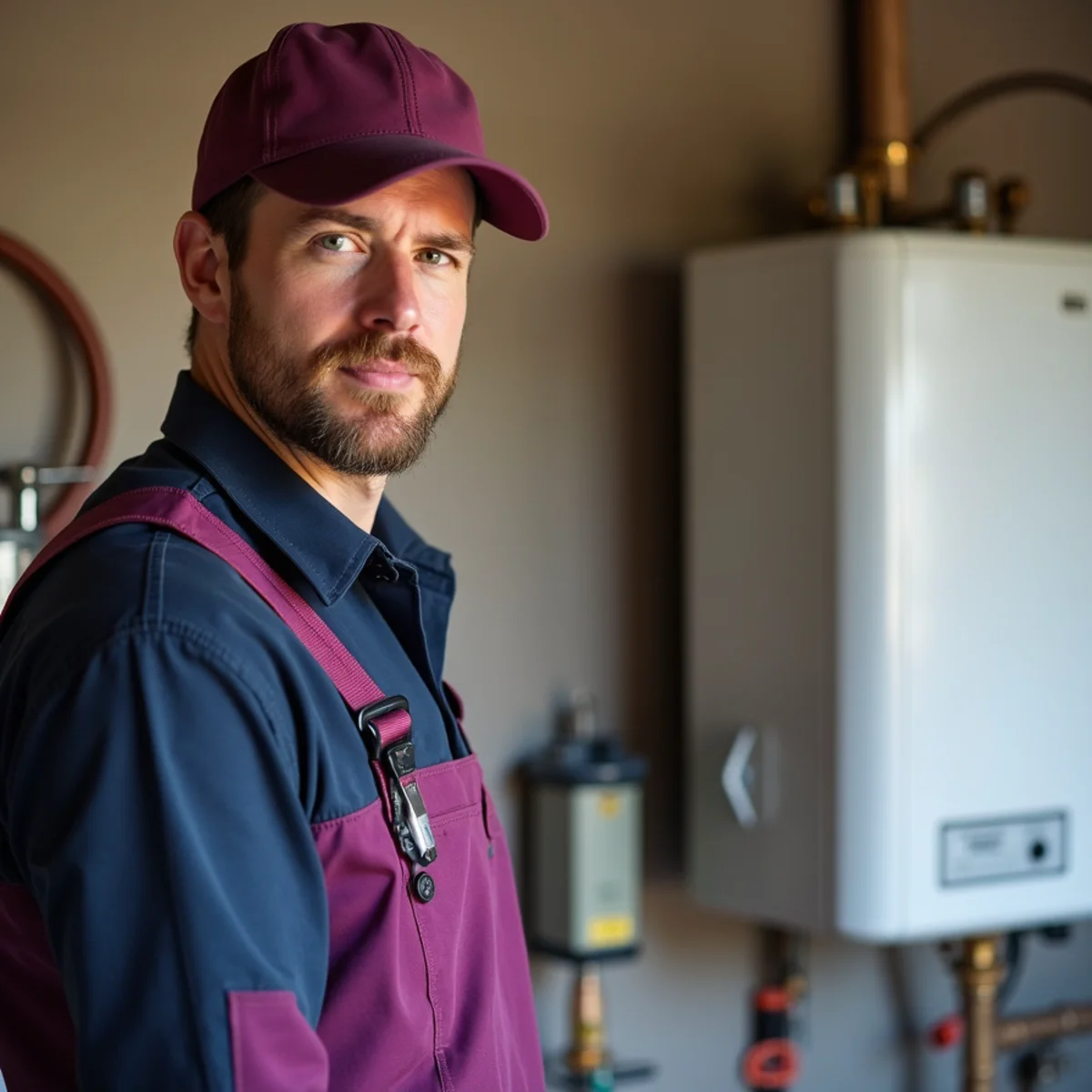 Wall-mounted gas tankless water heater next to a traditional tank unit in a North Texas garage