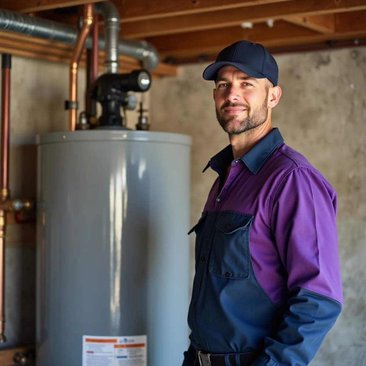 New residential water heater installed in a Grapevine home garage by a licensed plumber