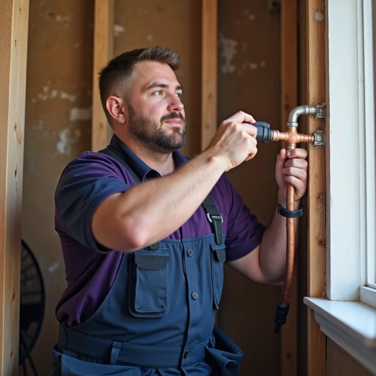 Plumber repairing a burst frozen water pipe in a Grapevine TX home