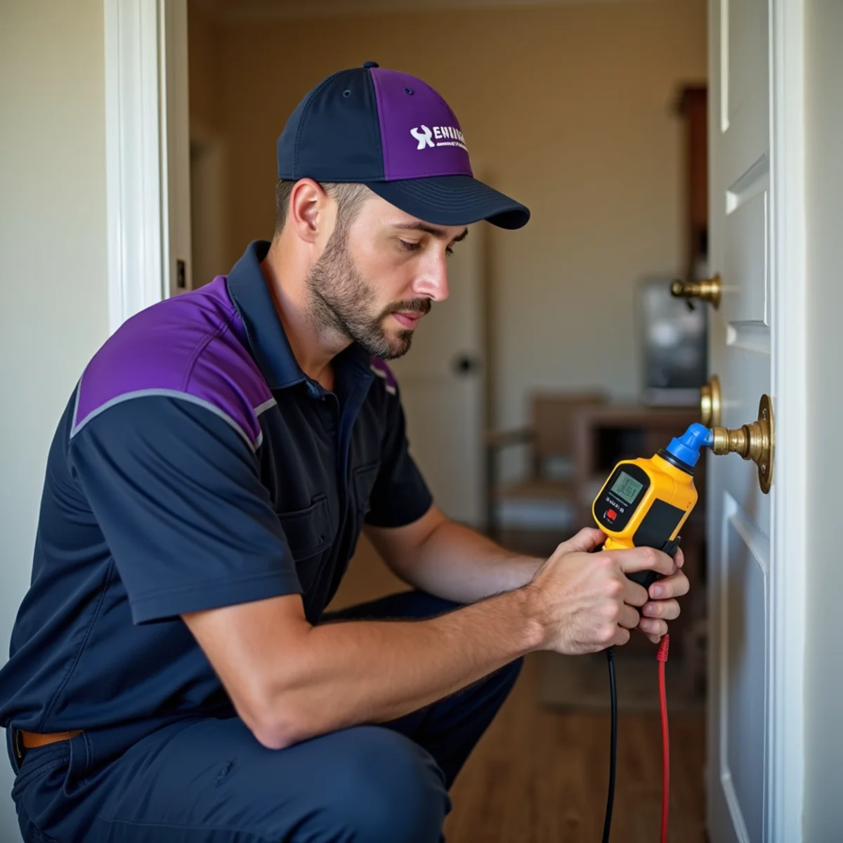 Licensed plumber pressure-testing a gas line in a Grapevine TX home