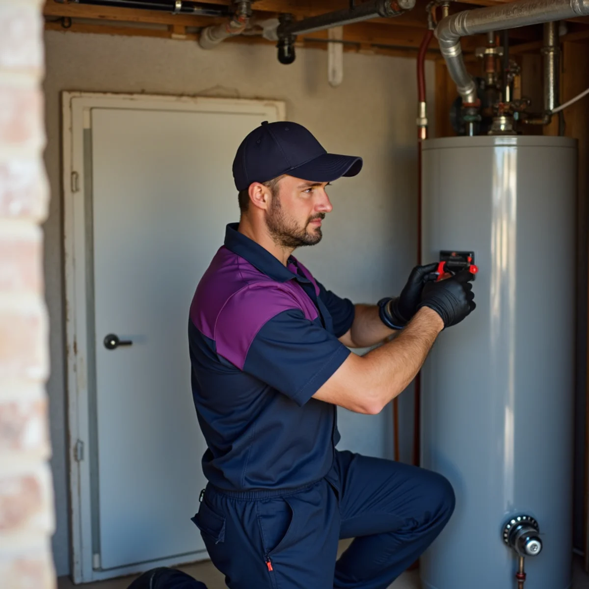 Plumber repairing a shared cast iron plumbing stack in an Addison TX townhome