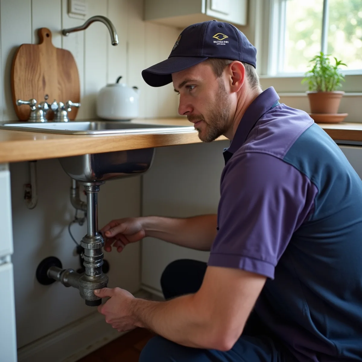 Plumber correcting a gas line and water heater in a new Aubrey TX subdivision home