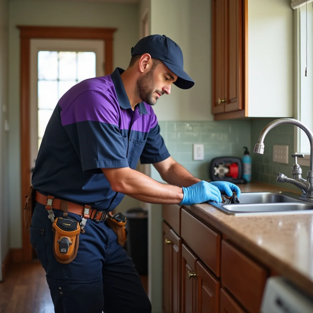 Plumber clearing a sewer line at an Old Town Lewisville TX home