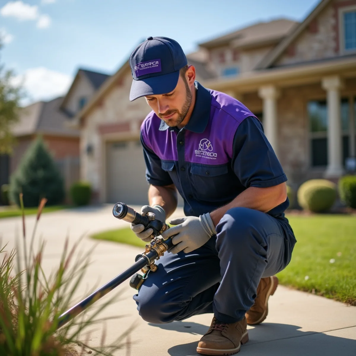 Plumber performing slab leak detection in a lakeside Little Elm TX home