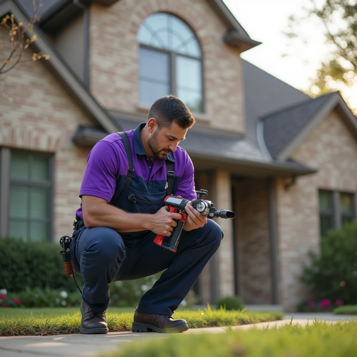 Plumber detecting a slab leak in a Mansfield TX subdivision home