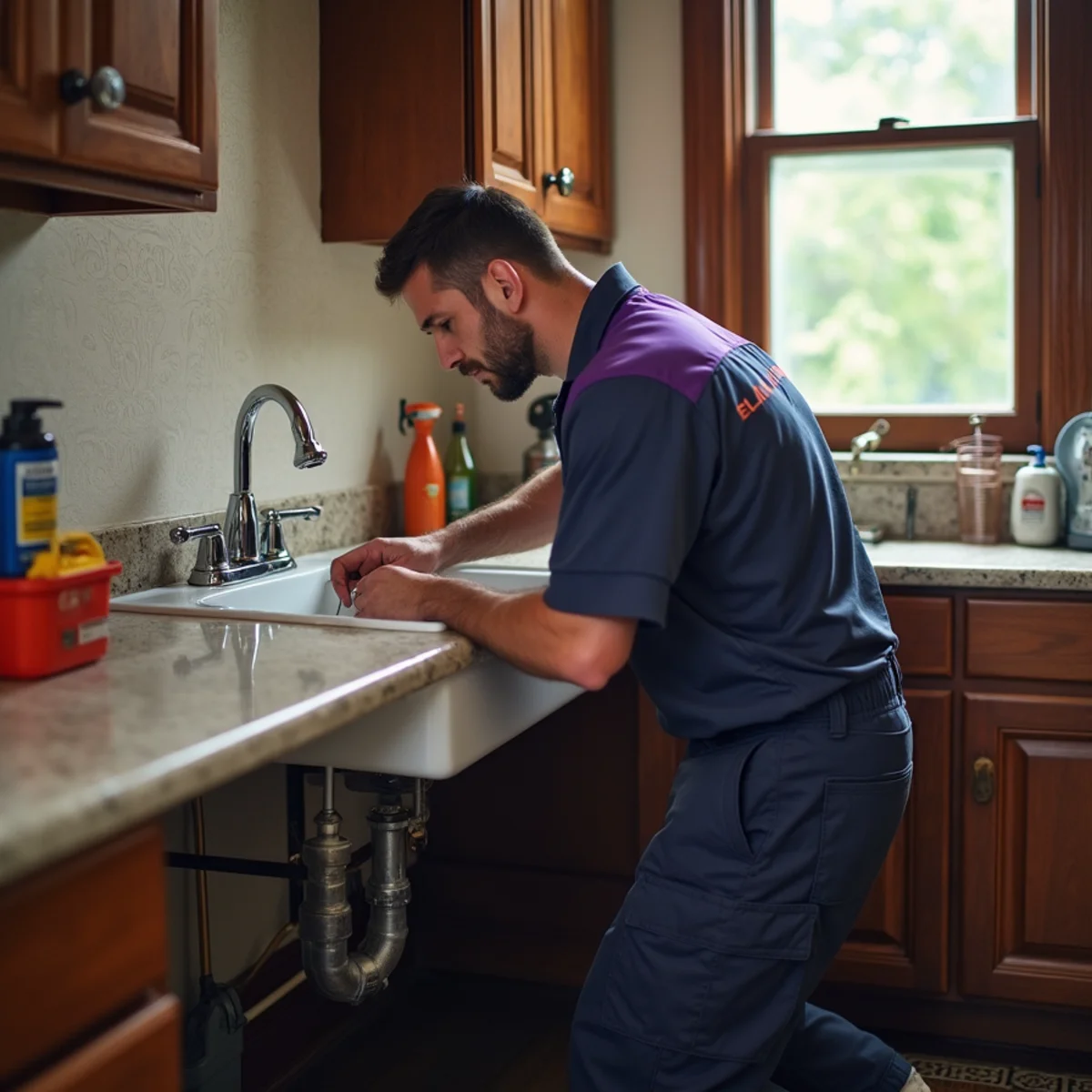 Plumber carefully repiping a historic downtown home in McKinney TX