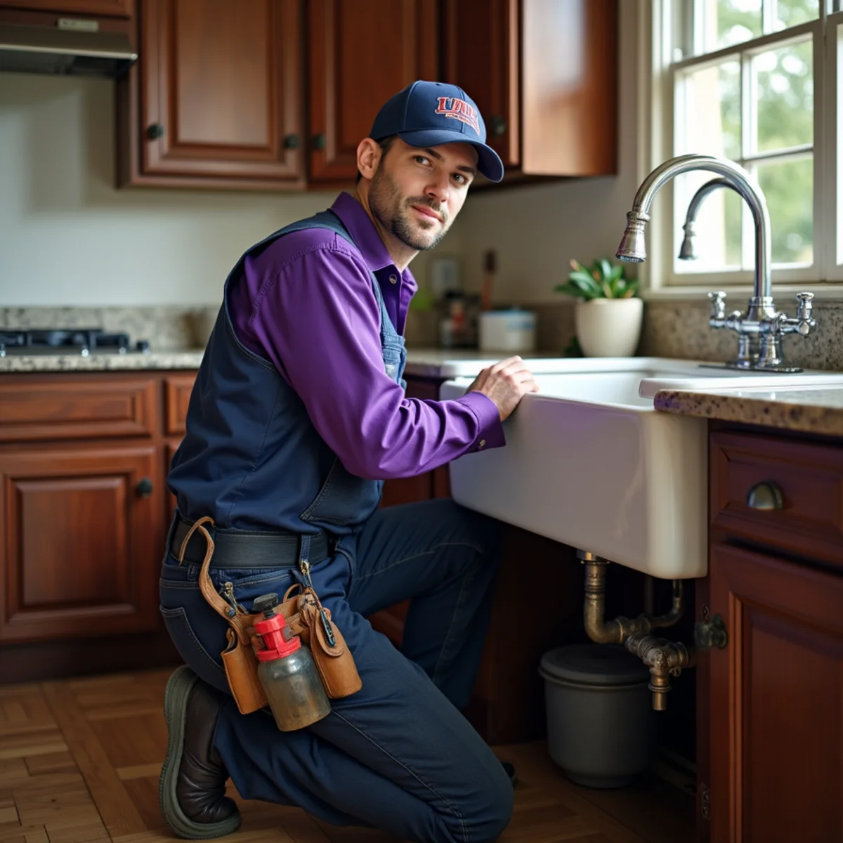Plumber installing a water softener at a Weatherford TX acreage home