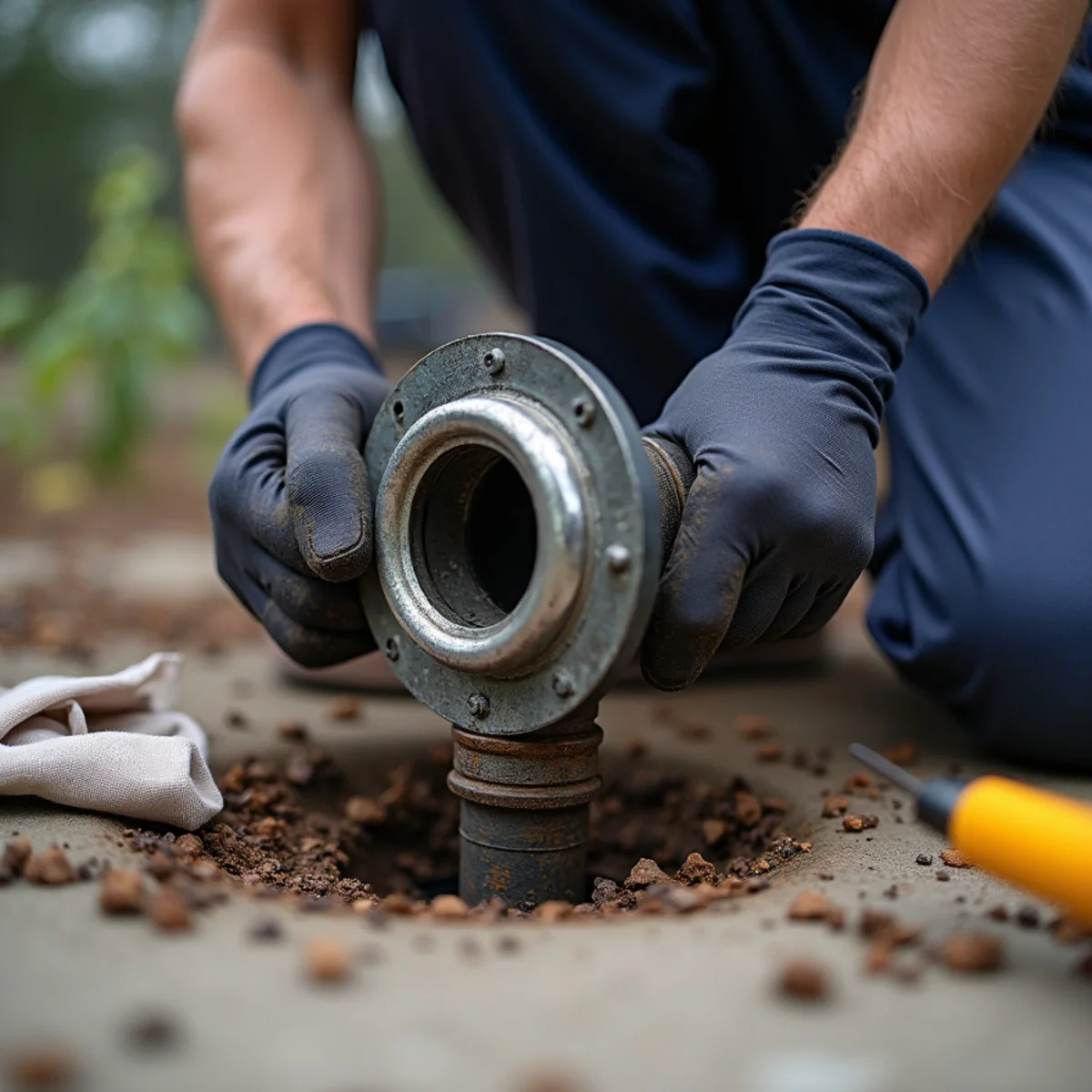 Licensed plumber providing sewer backup cleanup in a Grapevine, TX home