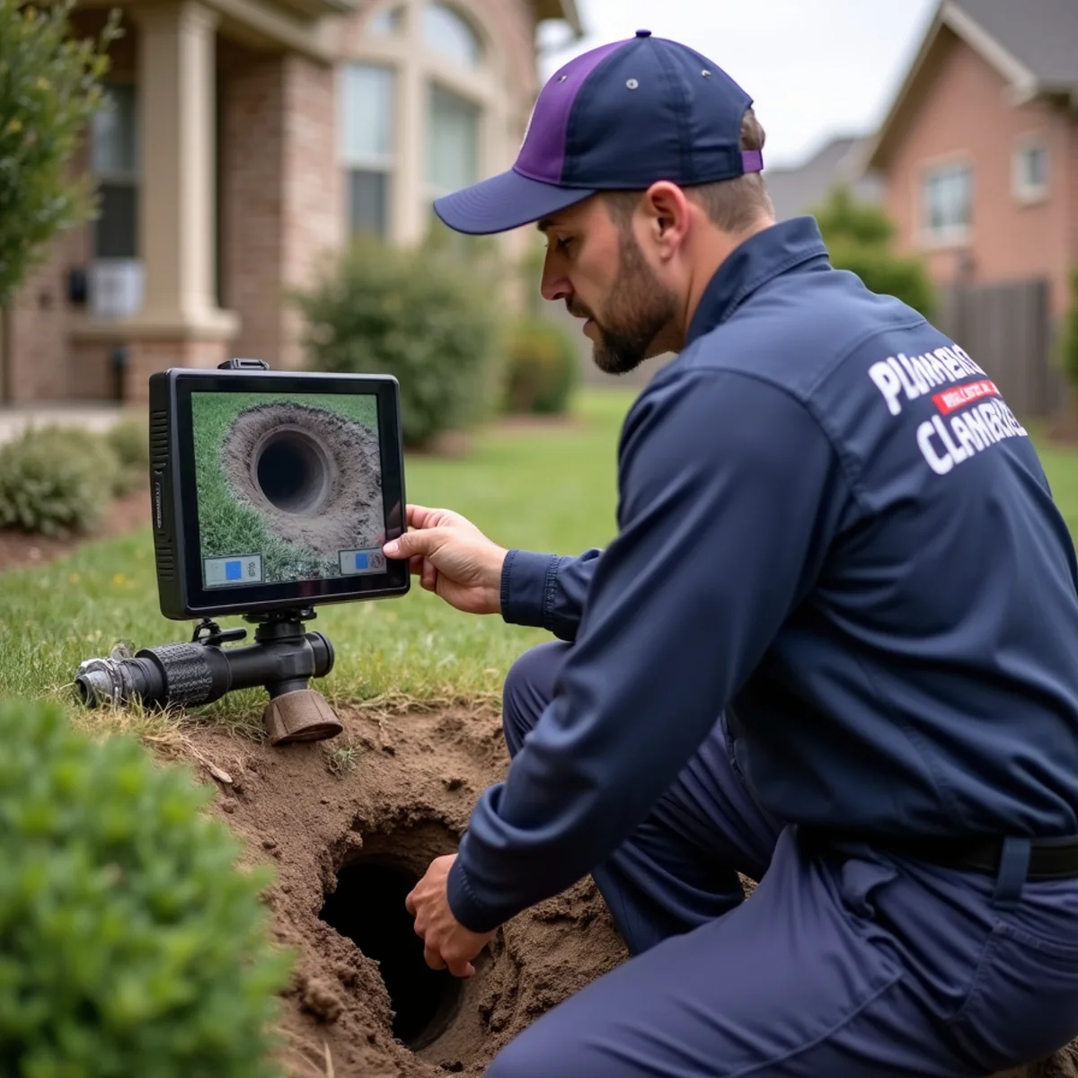 Sewer camera inspection of a clay sewer lateral at a Grapevine TX home